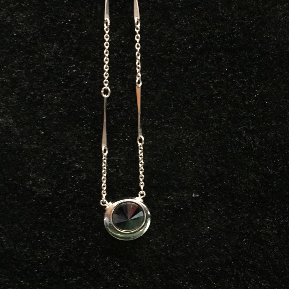 Sarah Coventry Silver Tone Black Glass Necklace